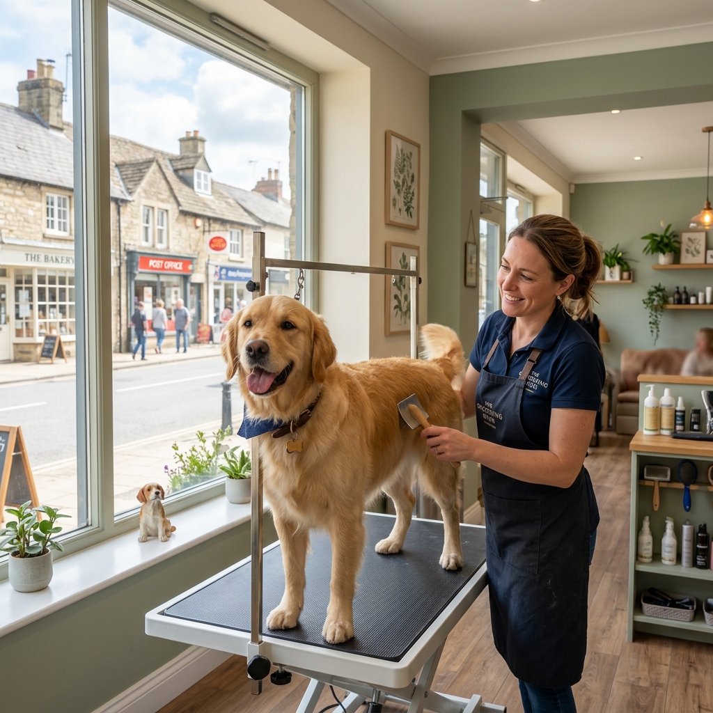 Dog groomer UK 2024 guide – happy dog getting a bath. Finding the best local groomers.