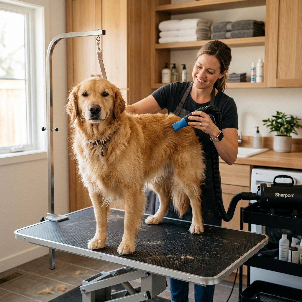 Dog grooming dryer UK - powerful blaster for fast, fluffy coats. 2026 Buyer’s Guide.